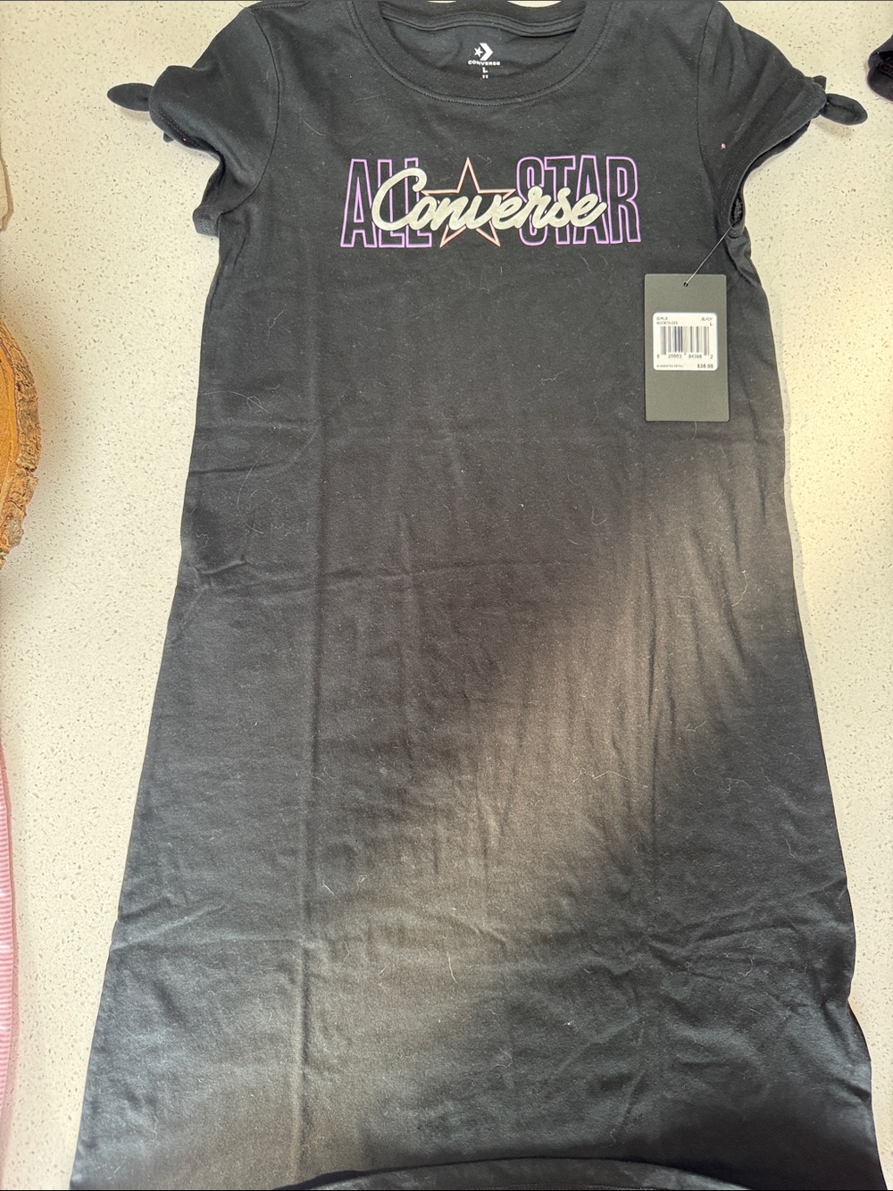 Converse Black Tee Dress with Purple and Cream Logo
